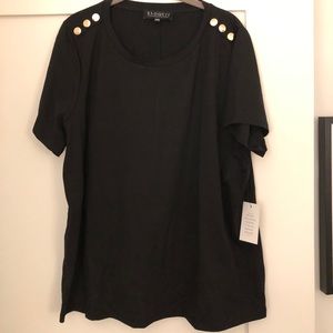 Eloquii black tee w/ button up shoulder size 18/20